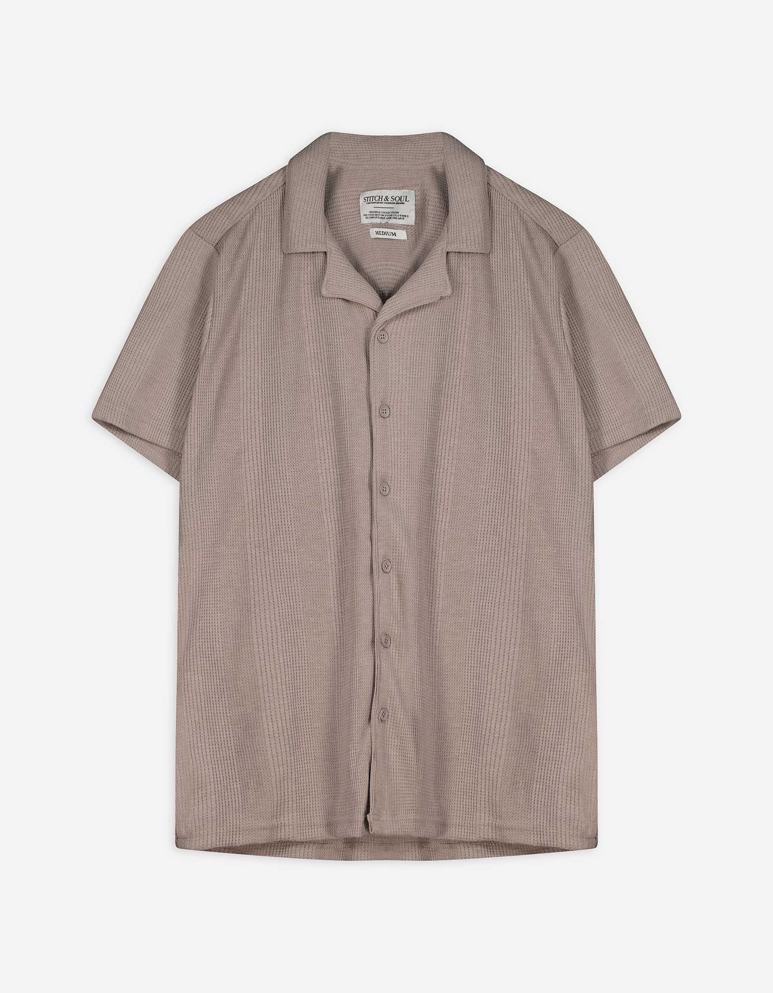 Hemd - einfarbig - beige