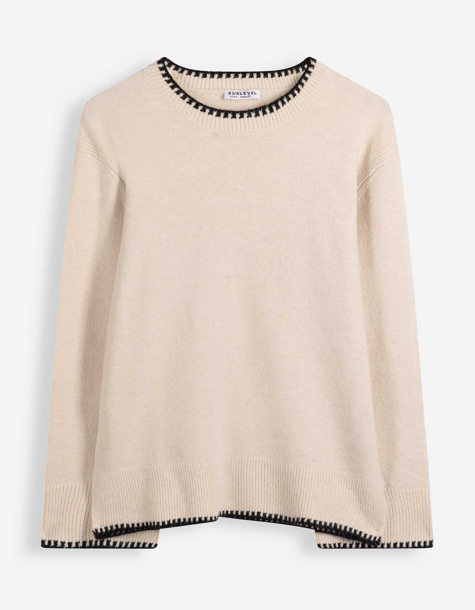 Trui - Contrastnaden - Beige