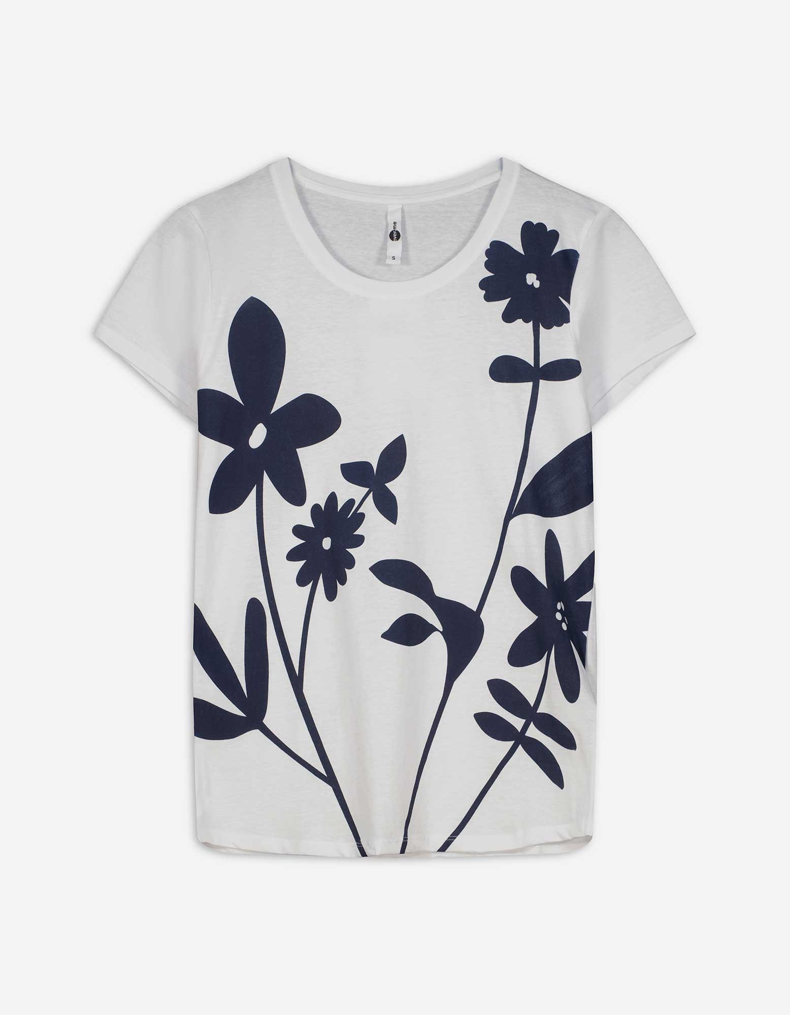 T-Shirt - Florales Muster - weiß