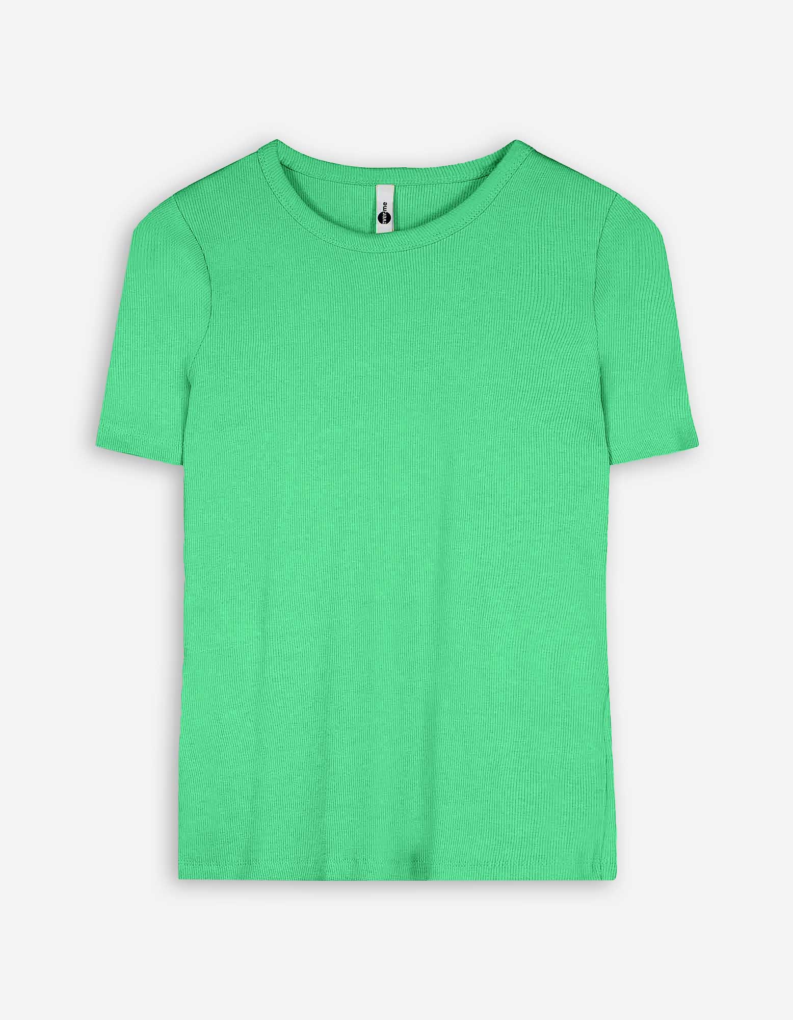 T-Shirt - Rippenstruktur - grün