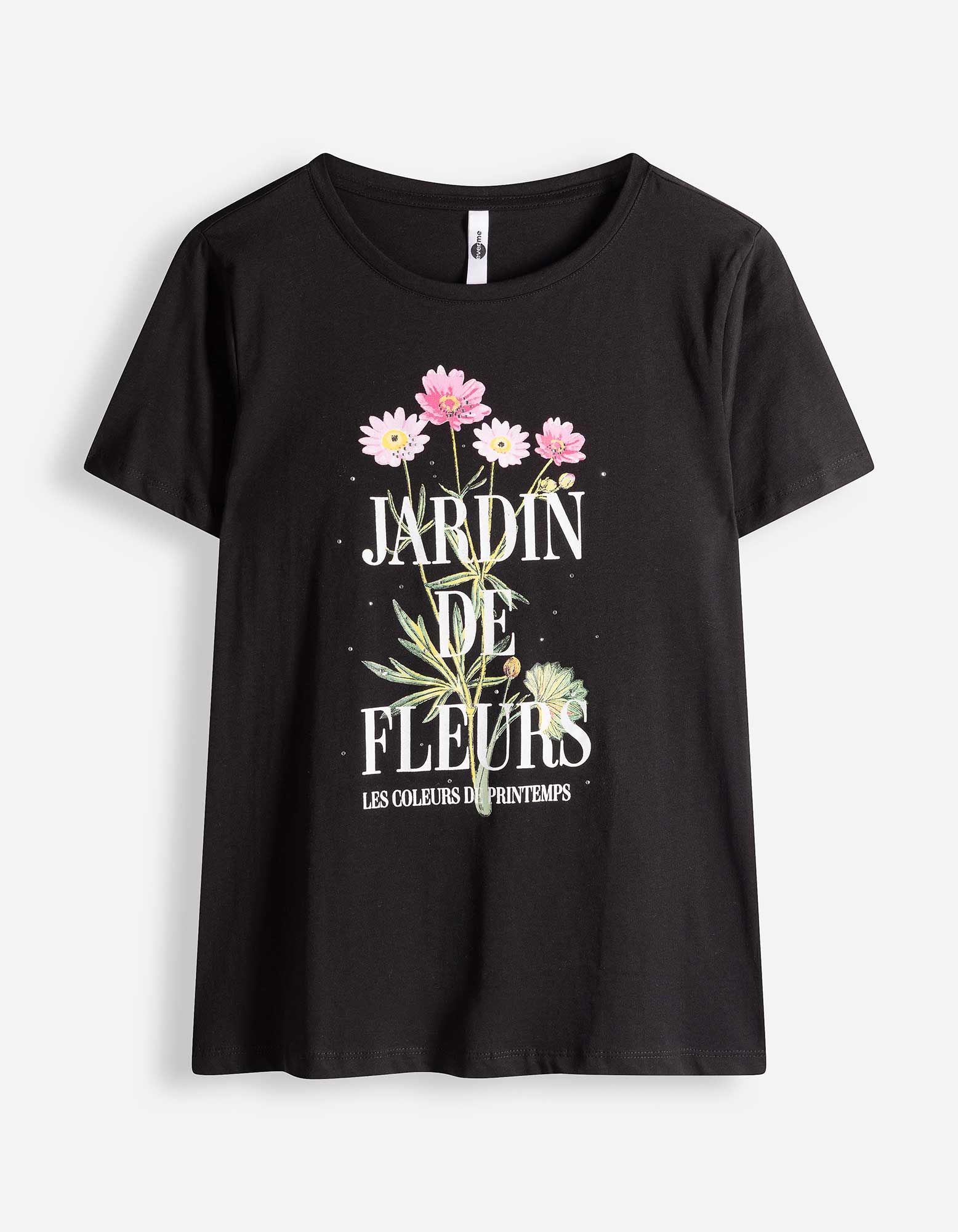 T-shirt - Siersteentjes - Zwart