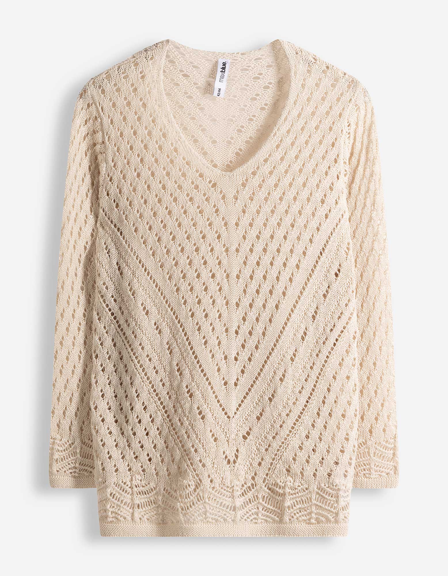 Trui - V-hals - Beige