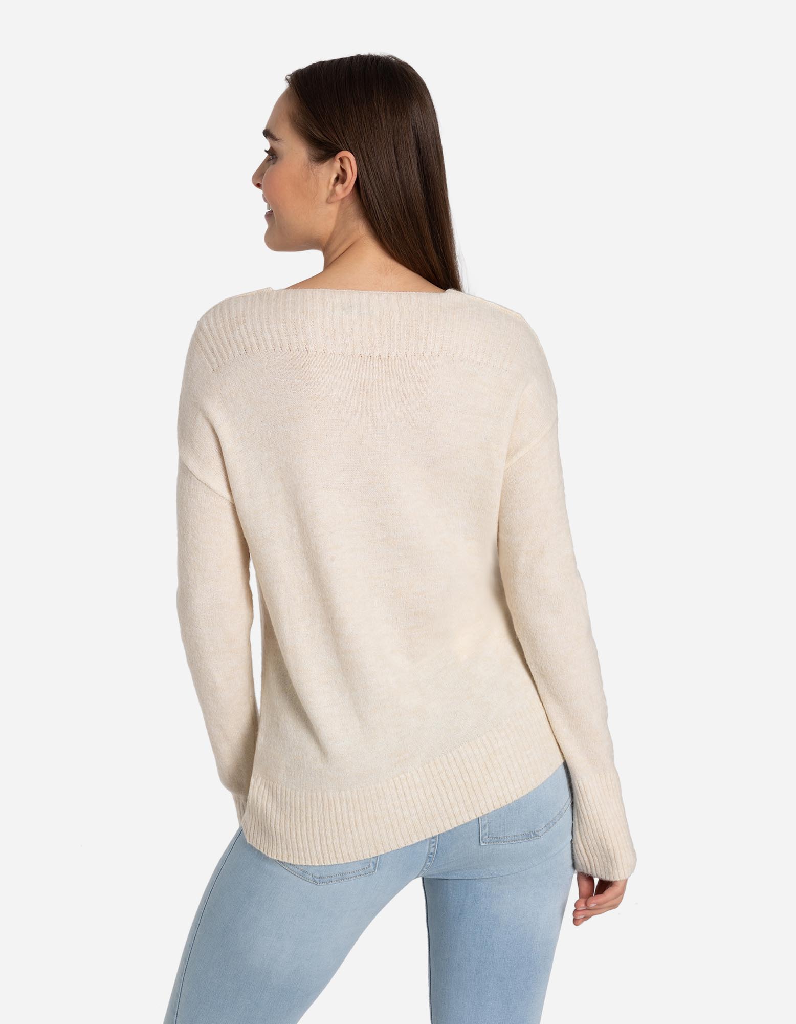 Damen V-Ausschnitt Strickpullover - Weicher Gerippter Stil main image 0
