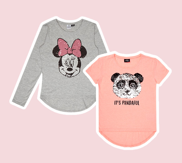 Zwei Wende-Pailletten-Shirts von Takko Fashion für Kinder
